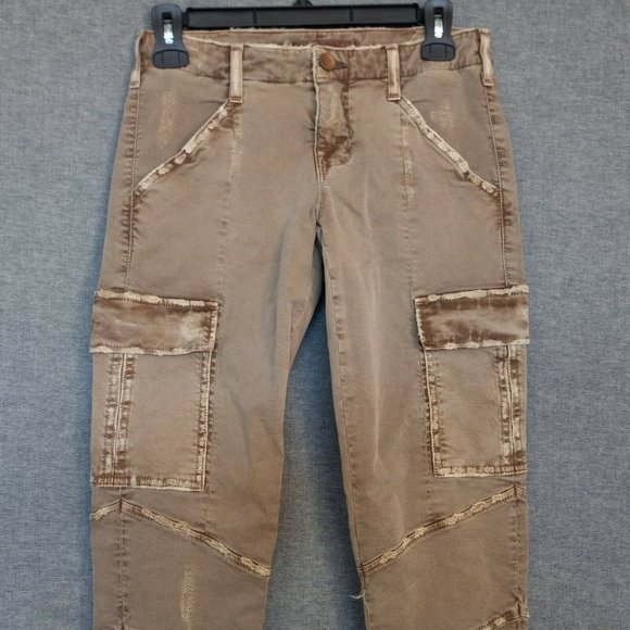 J Brand 1229K Houlihan Skinny Cargo Pant Size 25 Ankle Zippers Light Brown Khaki - Picture 8 of 10
